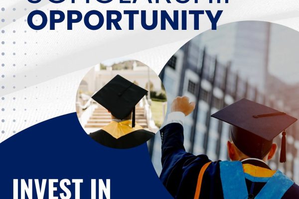 Blue and White Minimalist Scholarship Program Flyer - 1